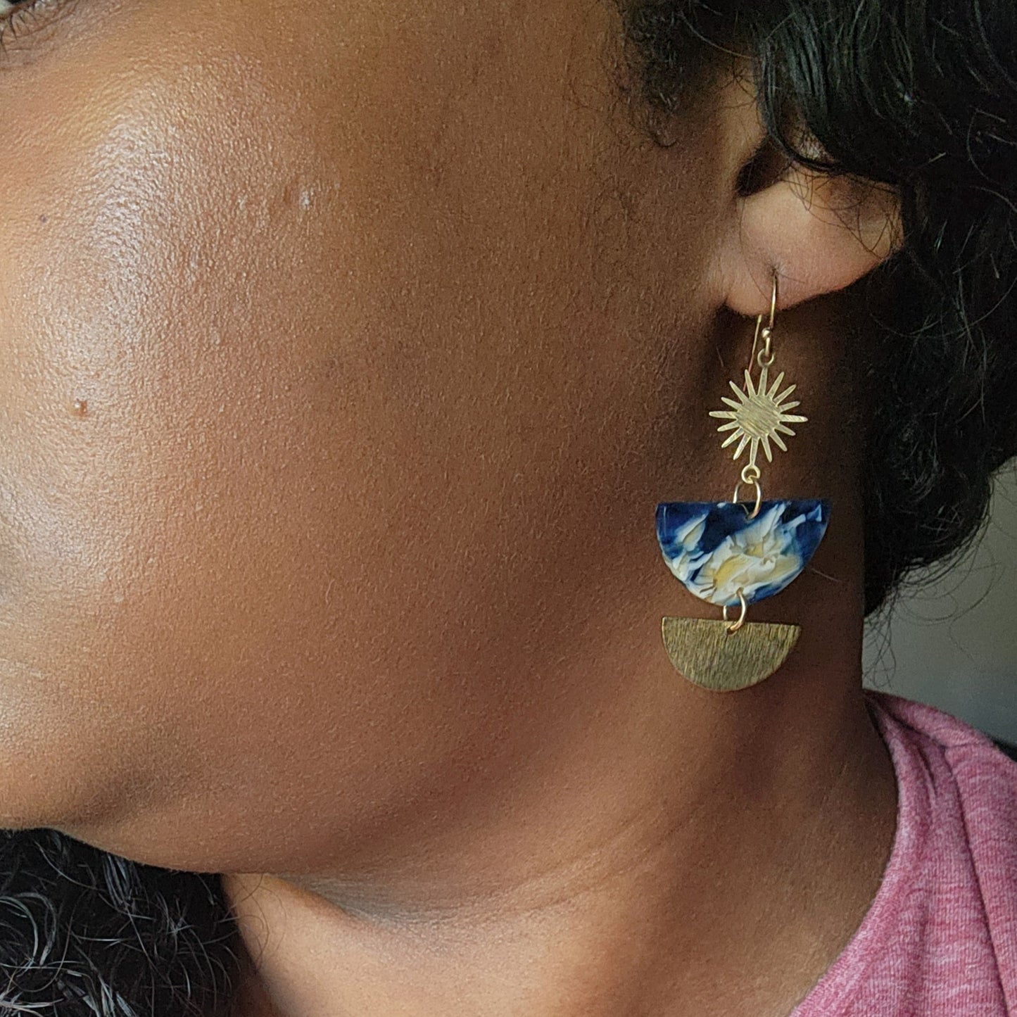 Starburst Half Moon Acetate Earrings