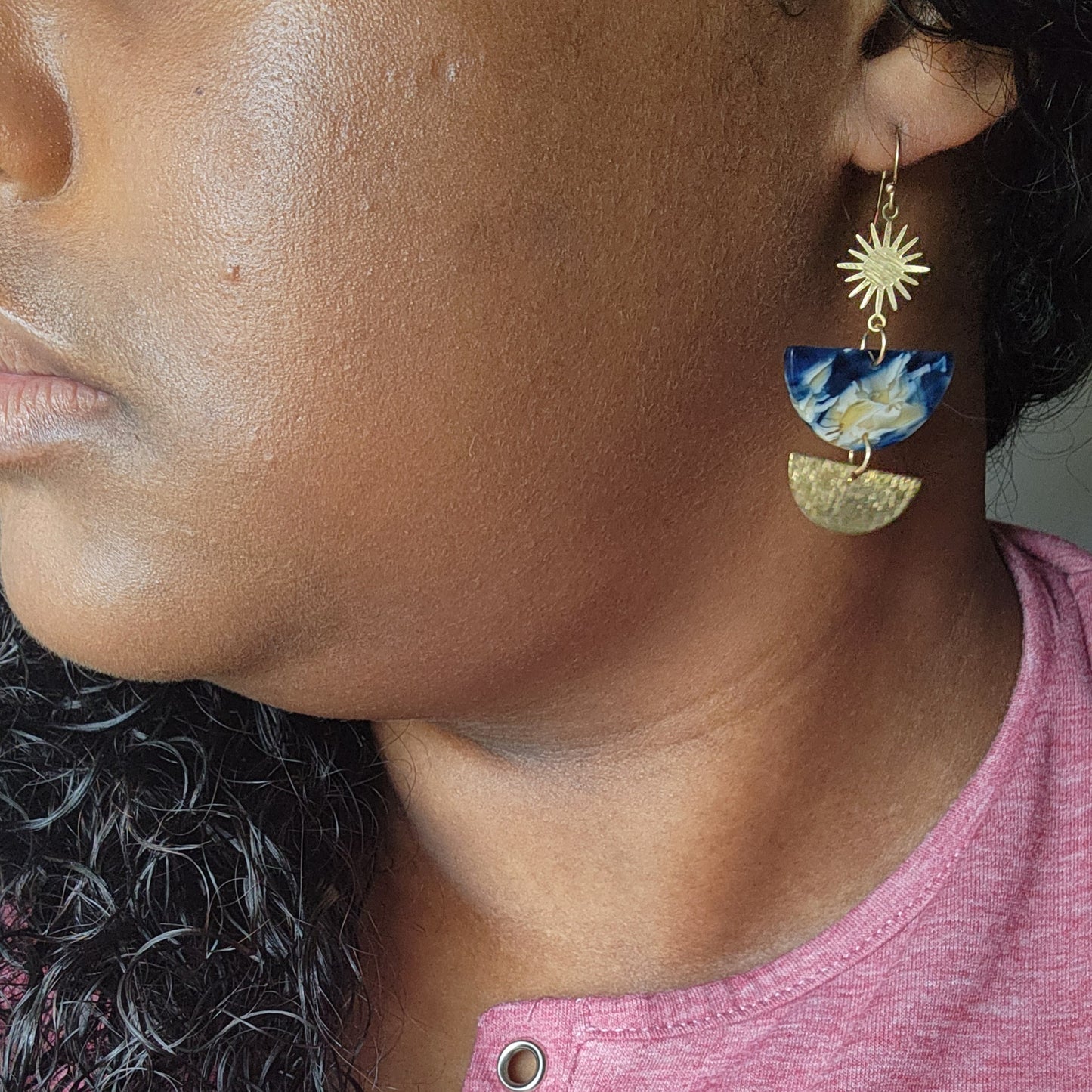 Starburst Half Moon Acetate Earrings