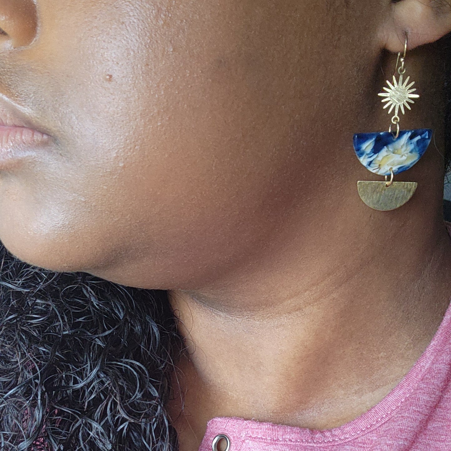 Starburst Half Moon Acetate Earrings