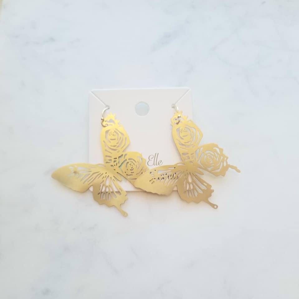 Brass Butterfly Earrings