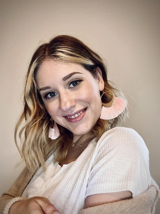 Blush Fringe Hoop Earrings