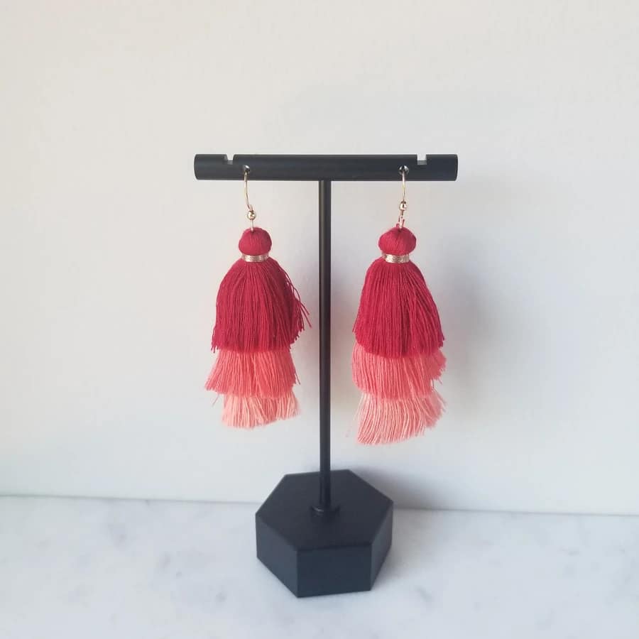 Tri Color Tassel Earrings