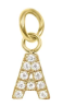 18K Gold PVD Pave CZ Initial Letter Charm A