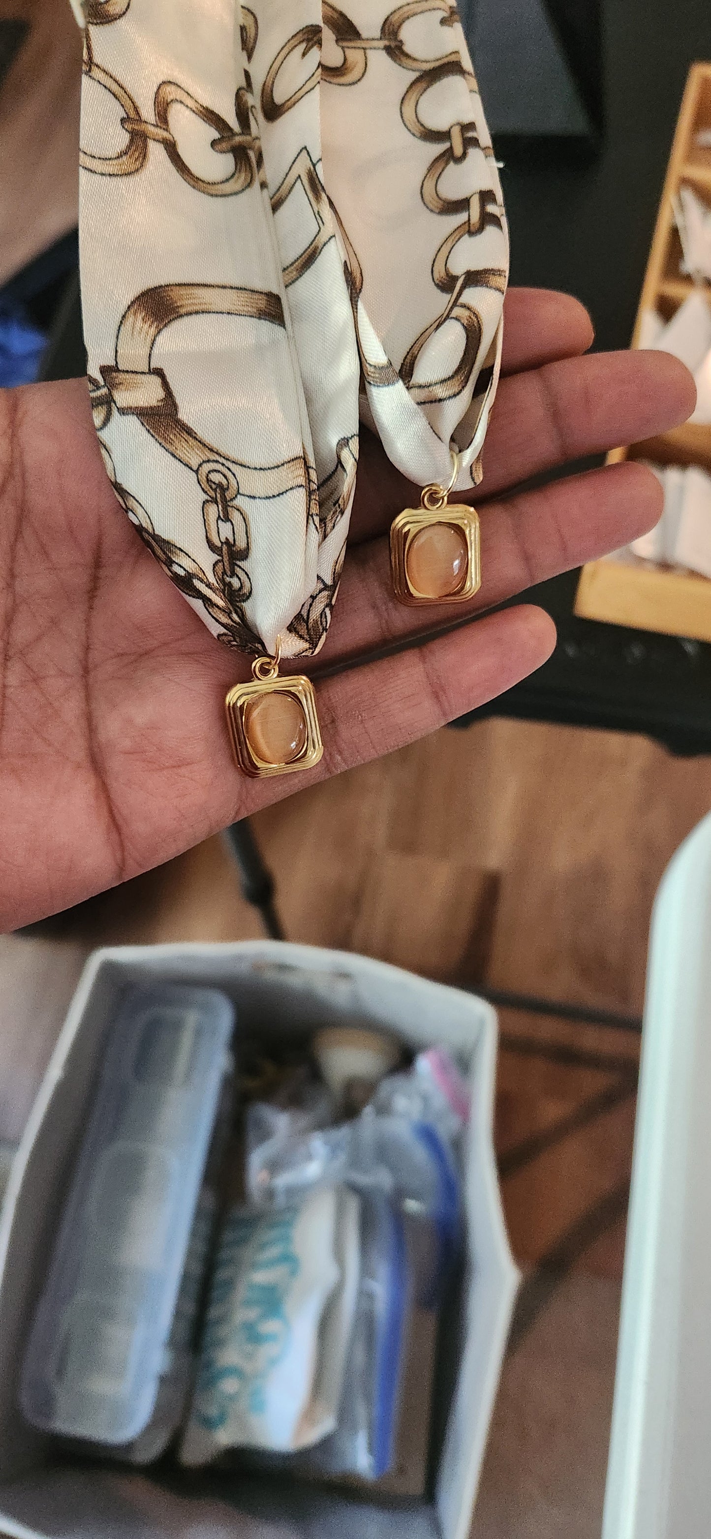 Off White Scarf Necklace