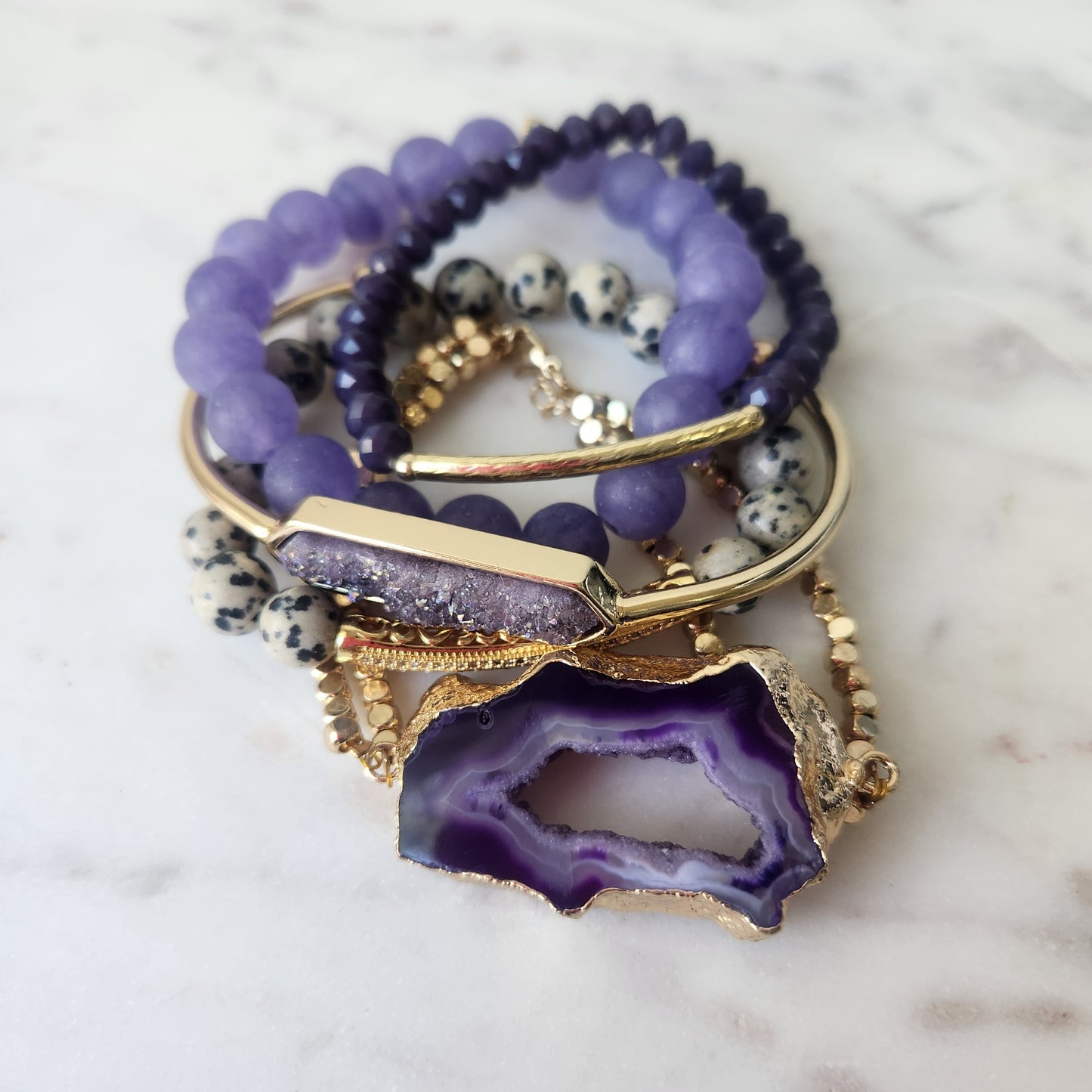 Purple Agate and Dalmatian Jasper Stack