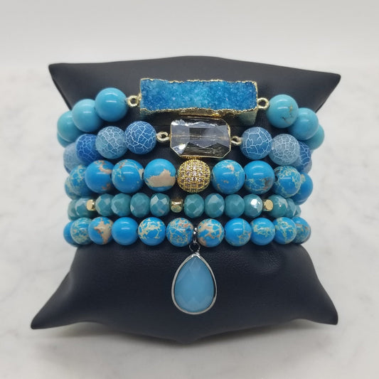 Turquoise and Imperial Jasper Bracelet Stack