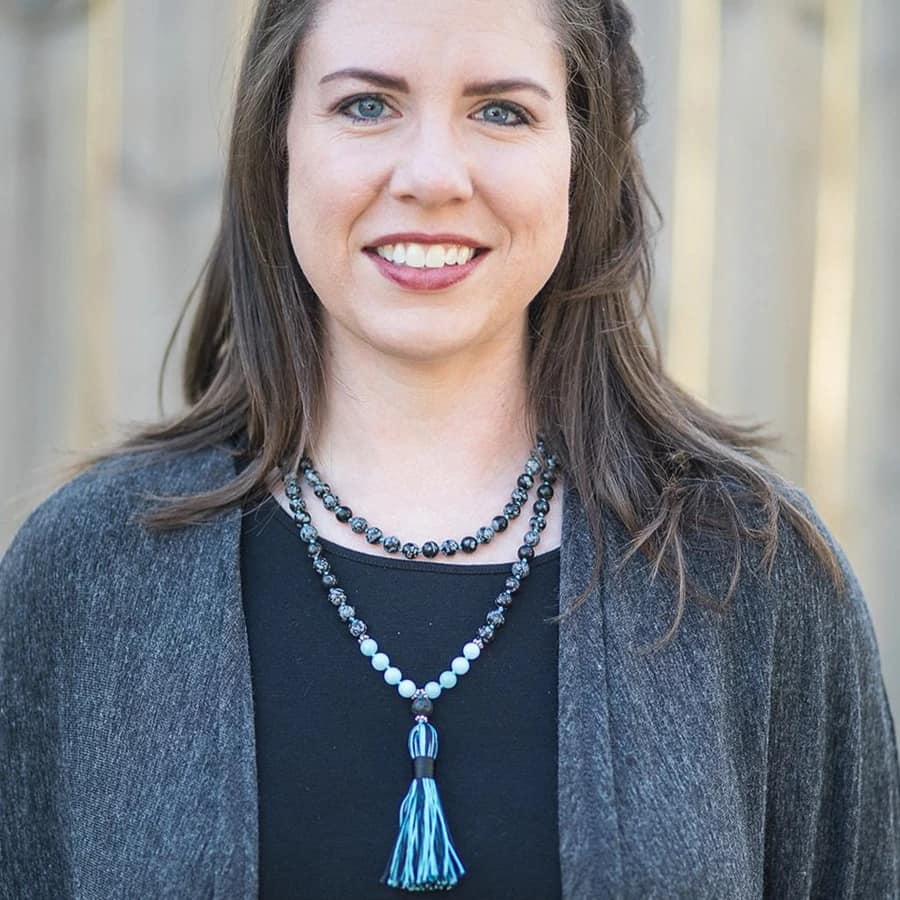 Snowflake Obsidian & Aquamarine Beaded Necklace