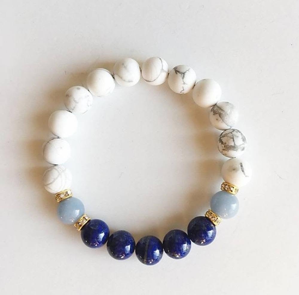 Lapis Lazuli Howlite and Angelite Bracelet