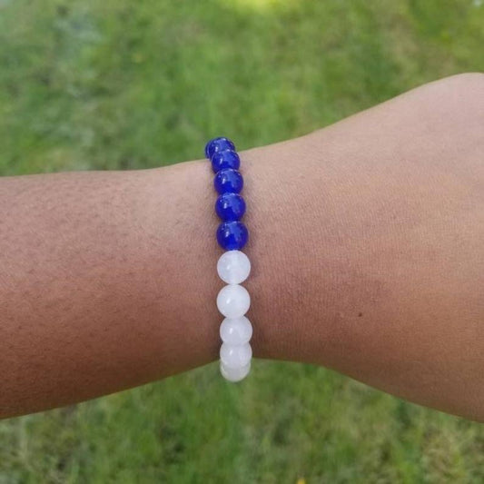Blue and White Jade Stretch Bracelet
