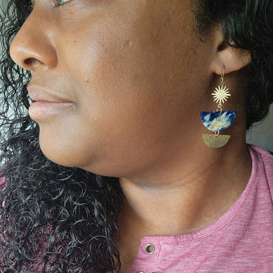Starburst Half Moon Acetate Earrings