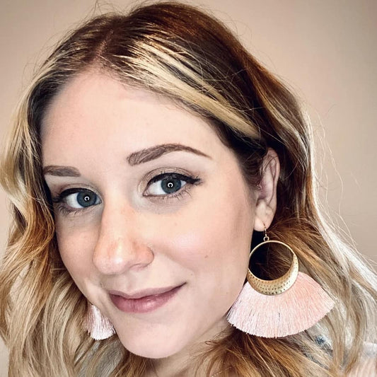Blush Fringe Hoop Earrings