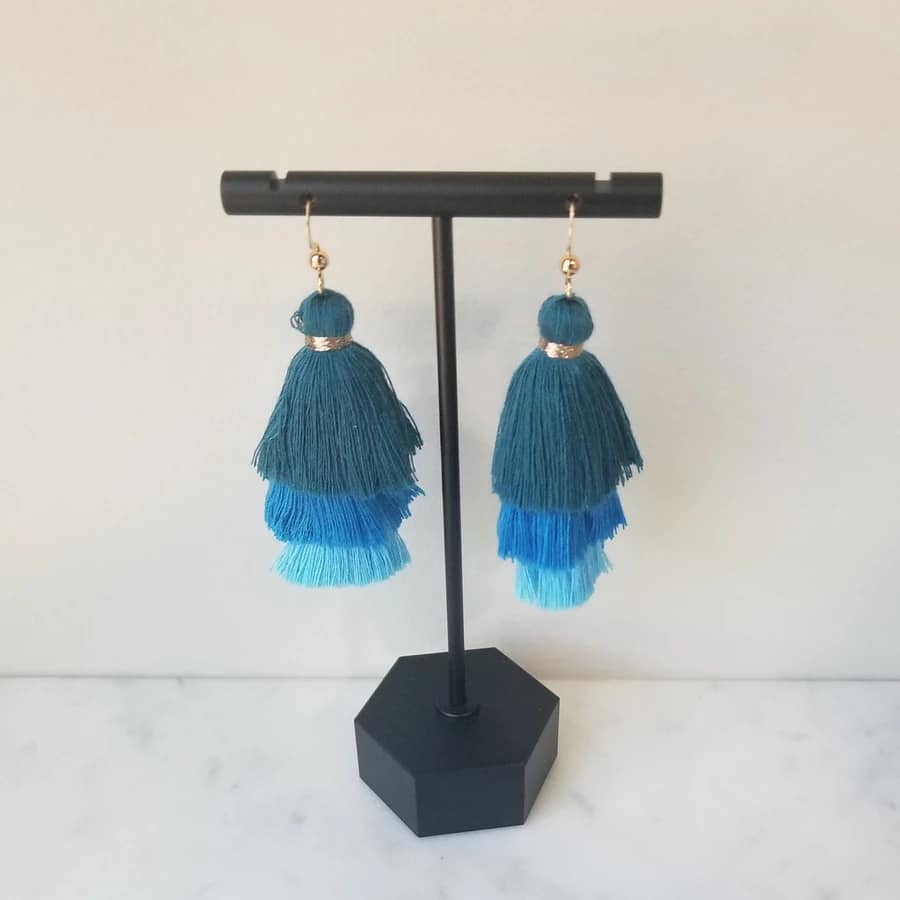 Tri Color Tassel Earrings