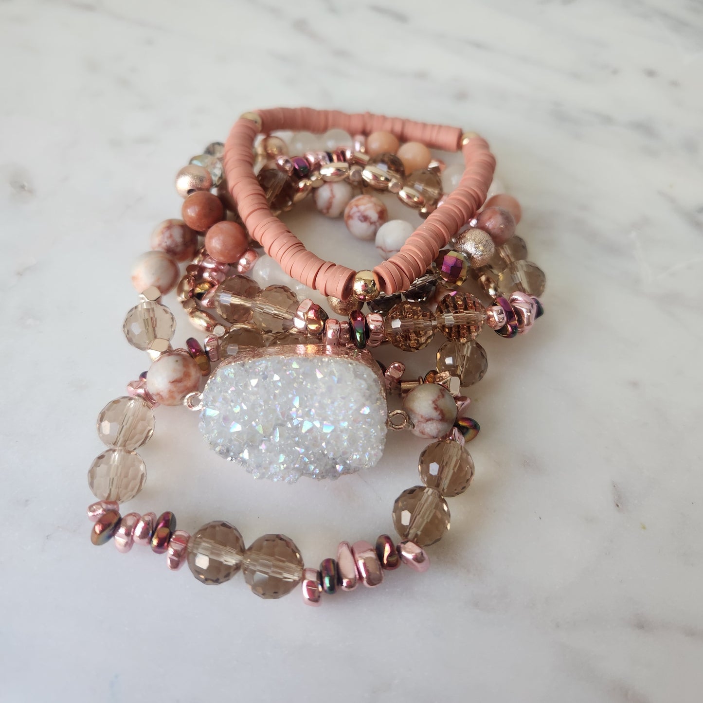 Orange Zebra Jasper and Sunstone Stack