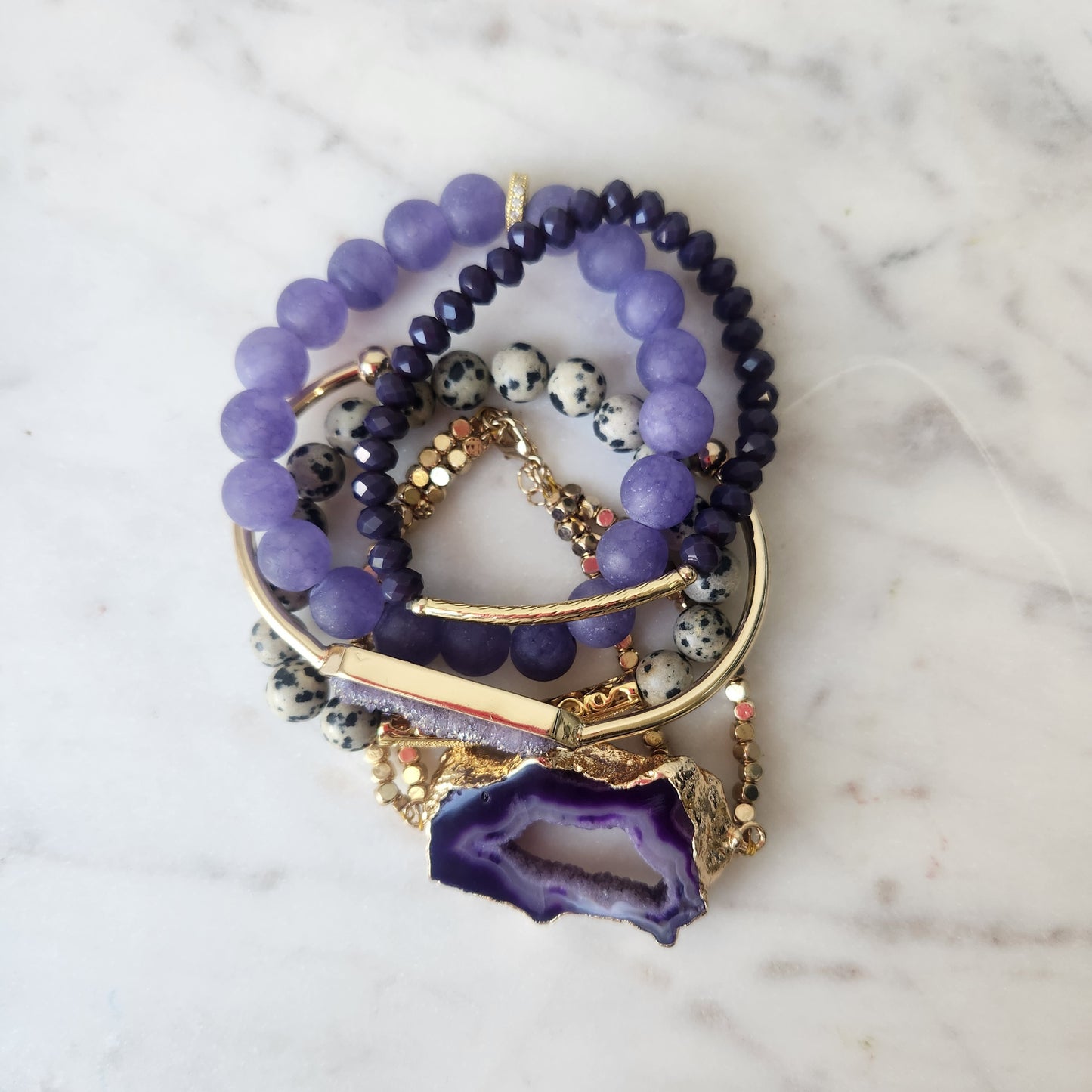 Purple Agate and Dalmatian Jasper Stack