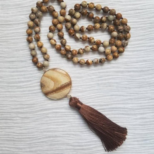 Picture Jasper Tassel Necklace