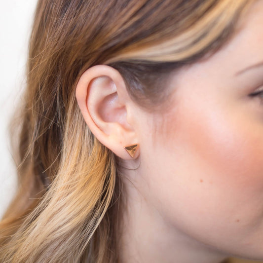 Rose Gold Triangle Earrings